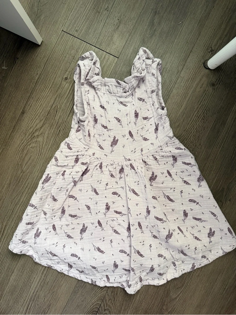 Girls Lilac Floral Ruffle-Strap Casual Dress